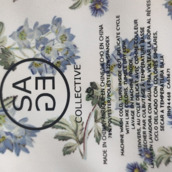 Sage blue and white flowered bike shorts, size XS, Like New - Picture 3 of 8